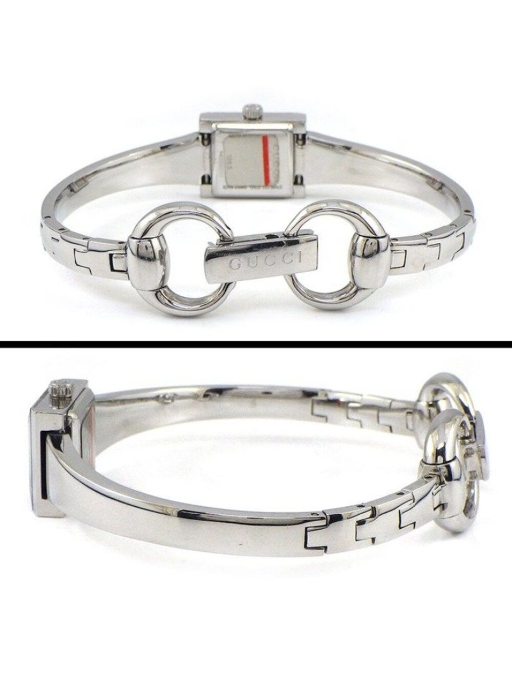 Gucci Watch Frame 128.5 Square GG Pattern Pink Shell Dial SS Quartz Movement - Picture 3 of 10